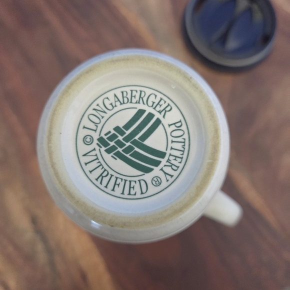 Longaberger Woven Traditions Travel Mug Ivory (Cream) w/Black Lid ~6.5" RETIRED - Picture 7 of 13